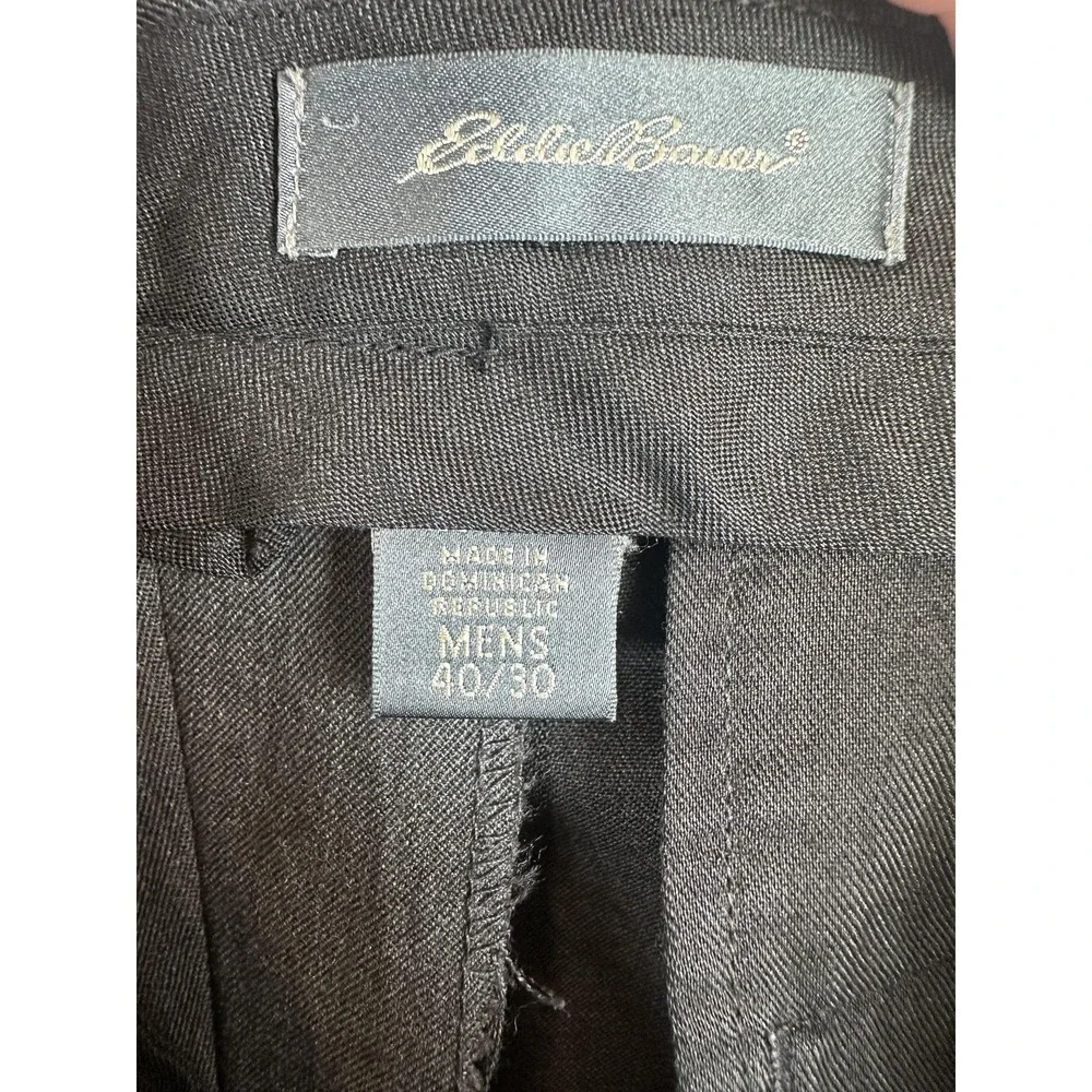 Eddie Bauer Pants Mens 40x30 Gray Wool Dress Slacks Classic Fit Business Formal